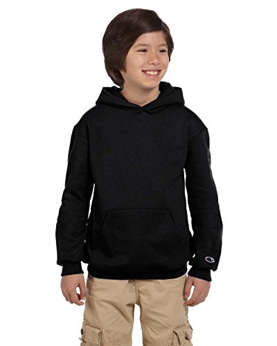 Champion Boys Boys Big Powerblend Eco Fleece Pullover Hoodie, Black, L