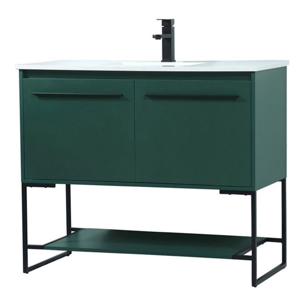 Elegant Decor Sloane 40 Mdf And Steel Single Bathroom Vanity In Green