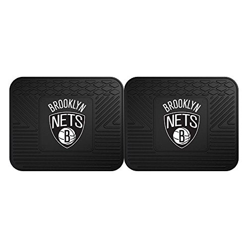Fanmats Nba Brooklyn Nets Vinyl 2-Pack Utility Mats , Black , 14X17