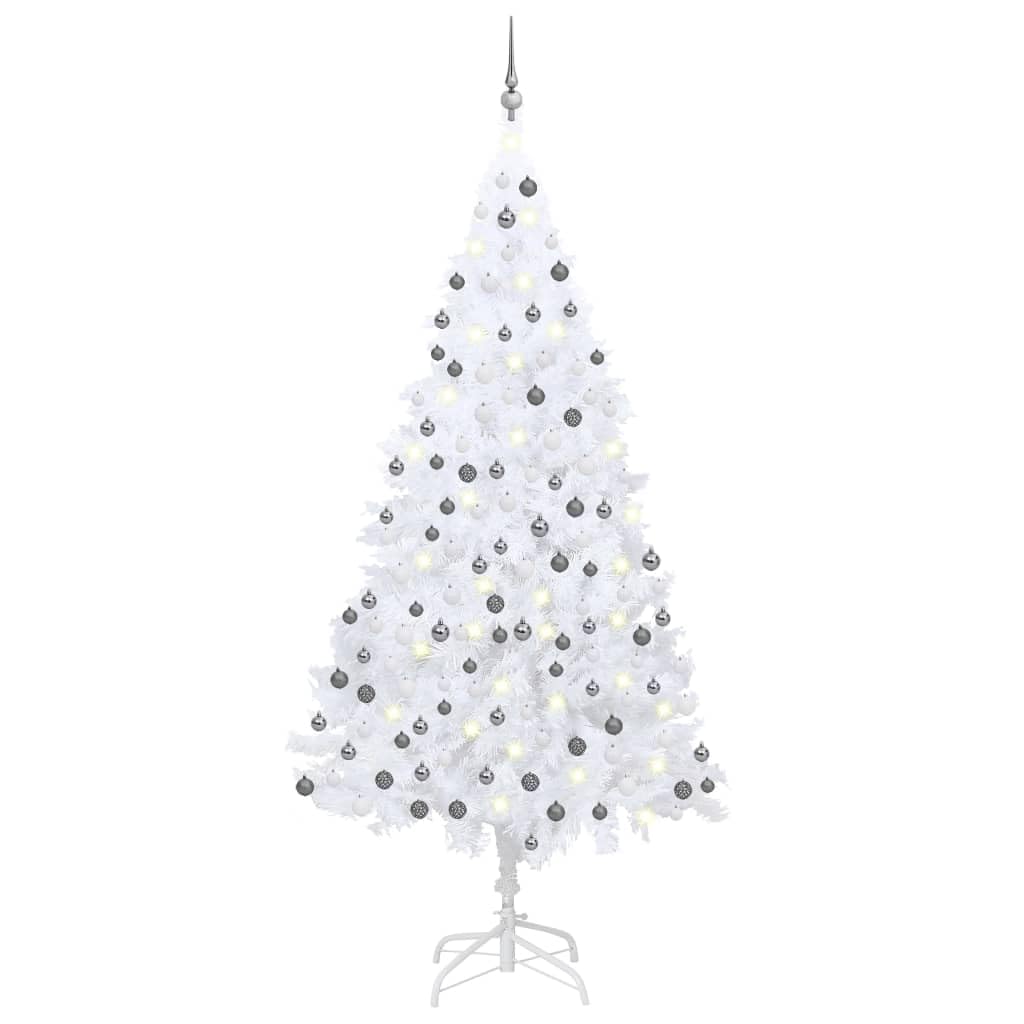 vidaXL Artificial Christmas Tree with LEDs&Ball Set White 82.7 PVC"