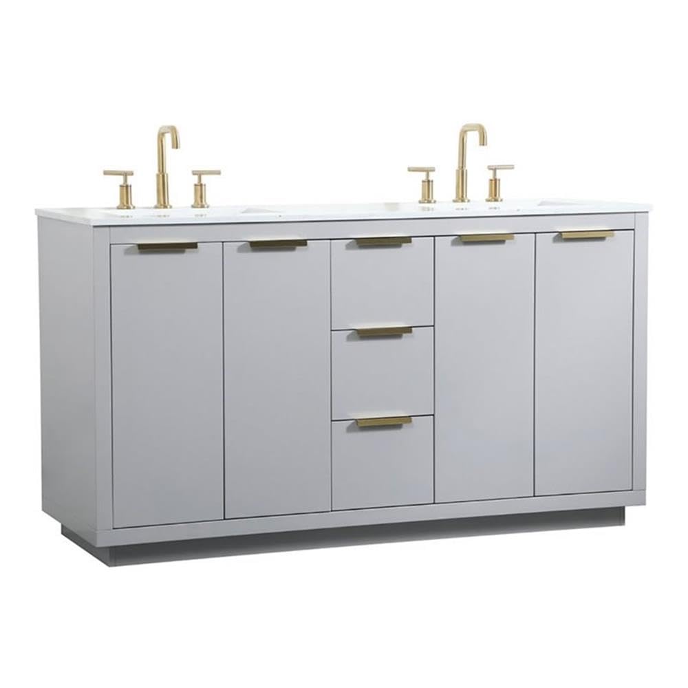 Elegant Decor Blake 60 Aluminum Alloy Mdf Double Bathroom Vanity In Gray