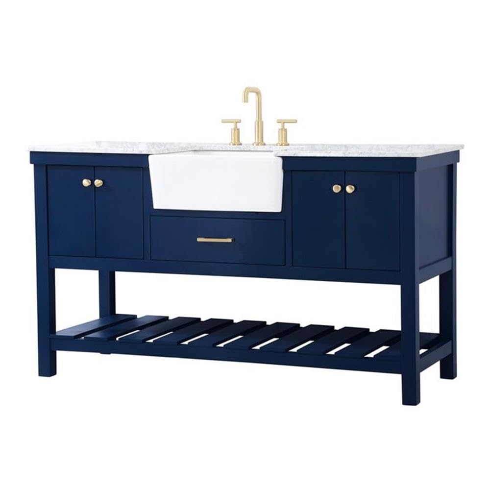 Elegant Decor Clement 60 Aluminum Mdf Single Bathroom Vanity In Blue