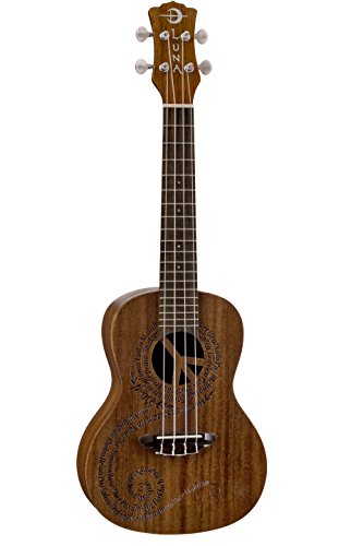 Luna Maluhia Peace Concert Ukulele With Gig Bag, Satin Natural