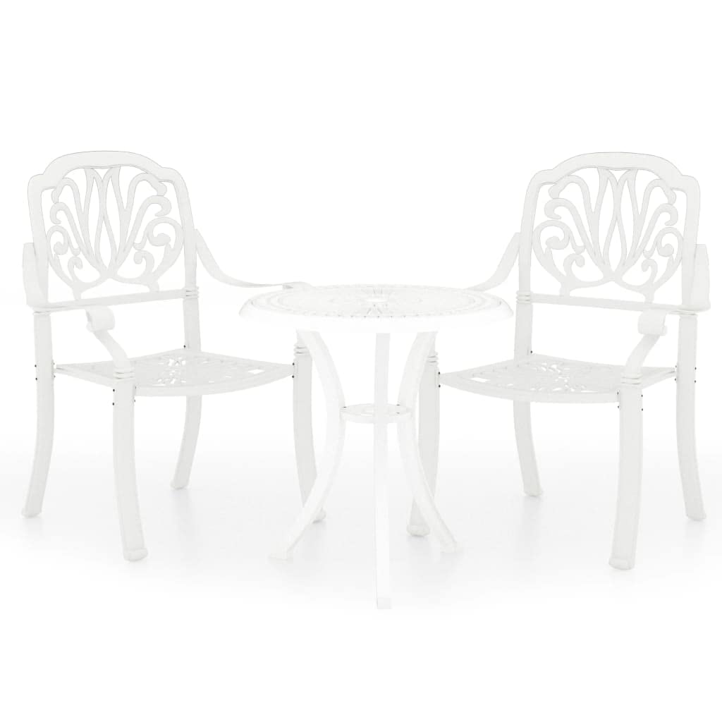 vidaXL 3 Piece Bistro Set Cast Aluminum White