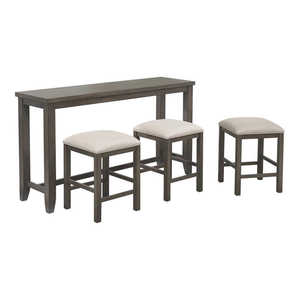 Sunset Trading Shades of Gray 4 Piece 65 Rectangular Narrow Pub Table Set | Small Space Counter Height Dining | Sofa Console with Stools | Seats 6"