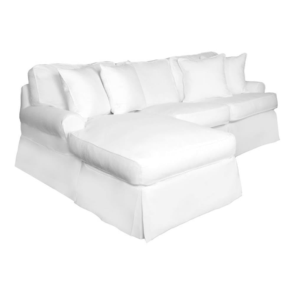 Sunset Trading Horizon Slipcovered Sleeper Sofa with Reversible Chaise |Performance Fabric | White