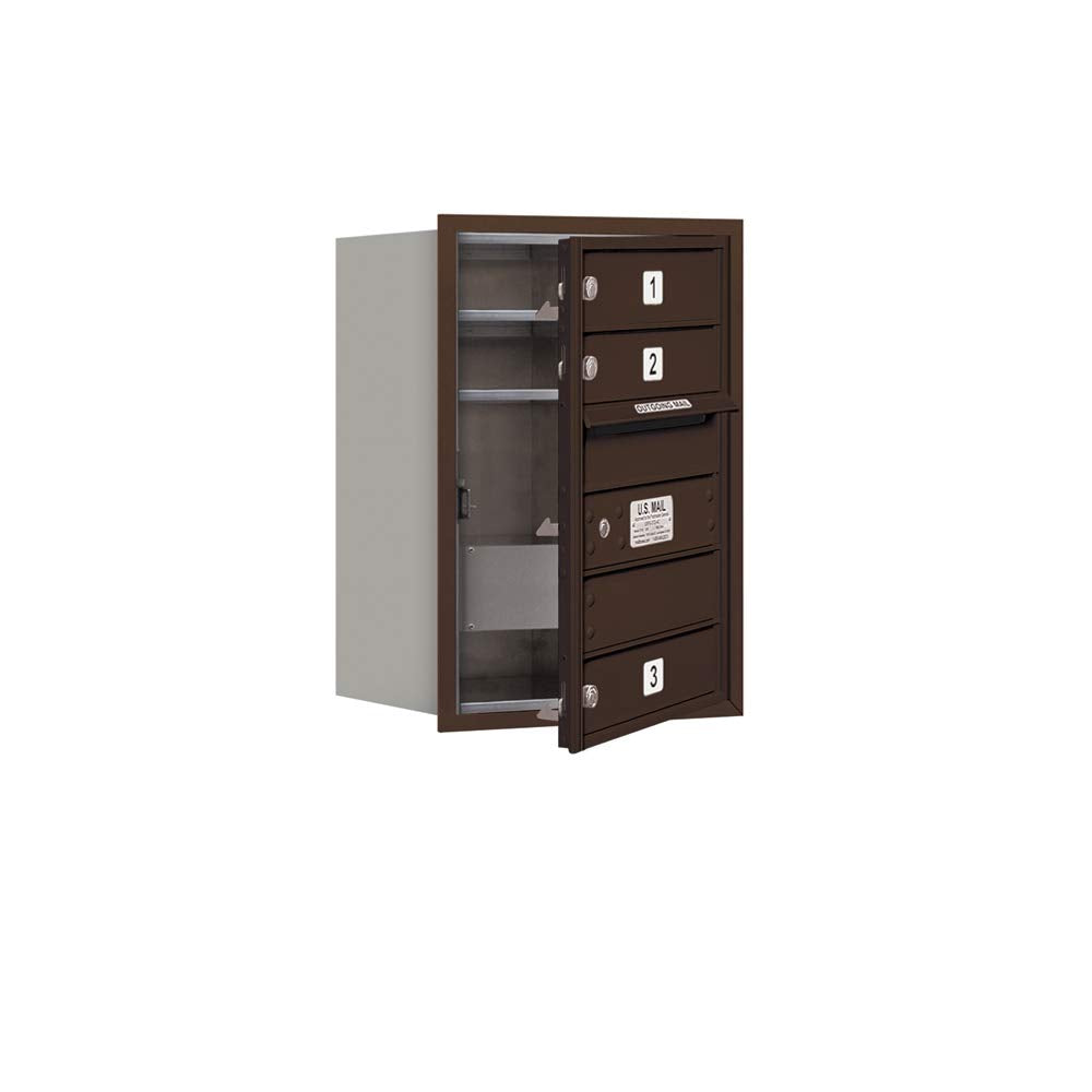 6 Door High Recessed Mounted 4C Horizontal Mailbox with 3 Doors in Bronze with USPS Access - Front Loading