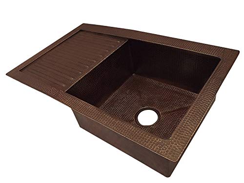 INNOVA COPPER KITCHEN SINK WITH DRAINER 36X22X9 G17 DARK
