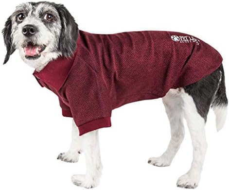 Pet Life  Active Fur-Flexed Relax-Stretch Wick-Proof Performance Dog Polo T-Shirt, Burgundy - Small