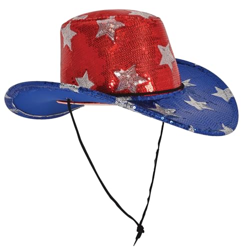 Casafoyer Sequined Patriotic Cowboy Hat - (Pack Of 2)