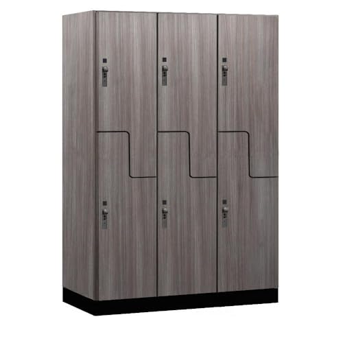 18 Wide Premier Wood Locker-Double Tier S Style-3 Wide-6 Feet High-24” Deep-Skyline Walnut-Black Hasps