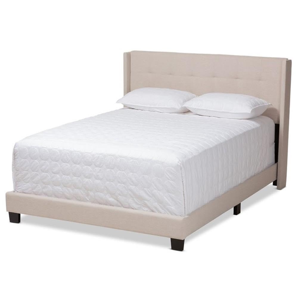 Baxton Studio Lisette Modern And Contemporary Beige Fabric Upholstered Queen Size Bed