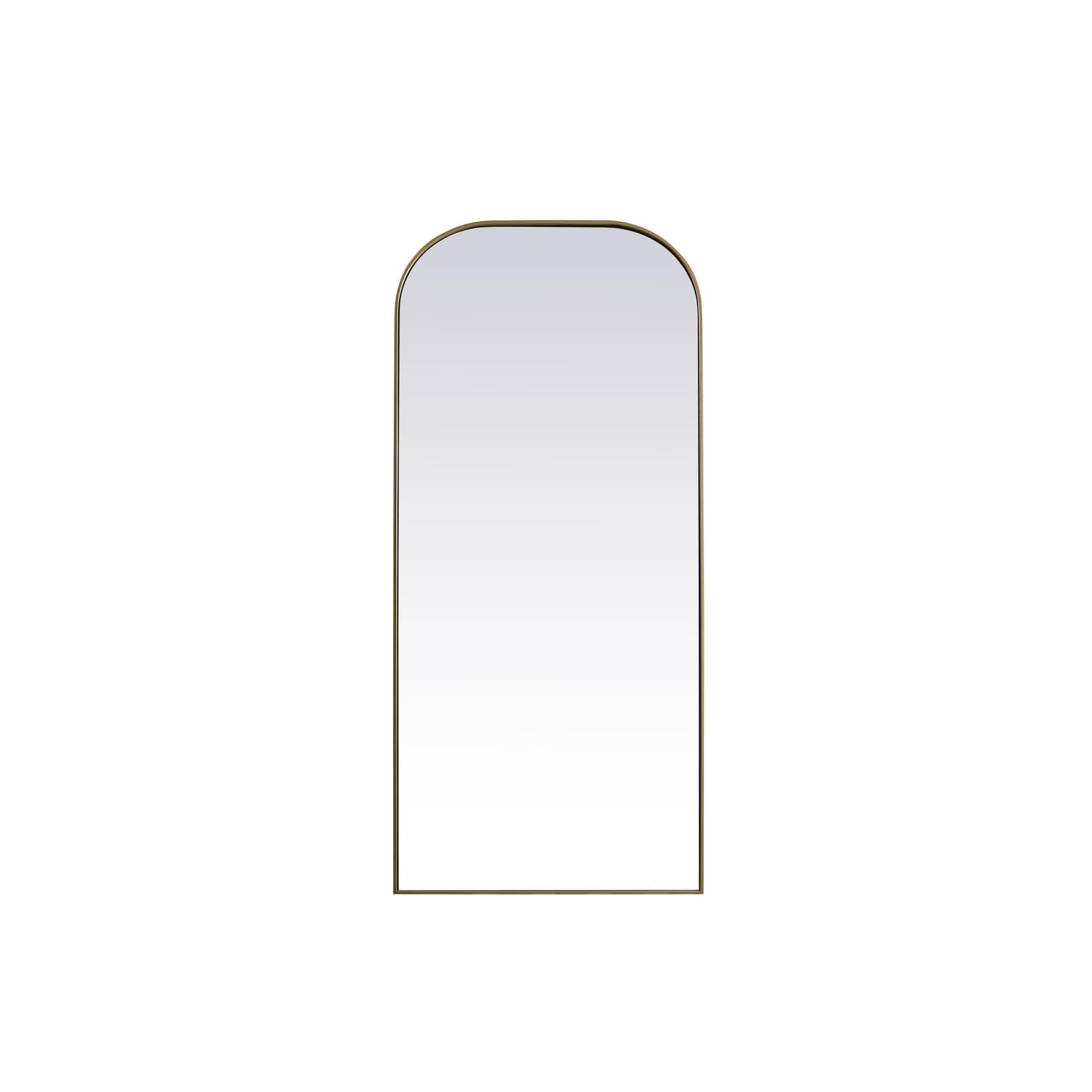 Metal Frame Arch Full Length Mirror 32x76 Inch in Brass
