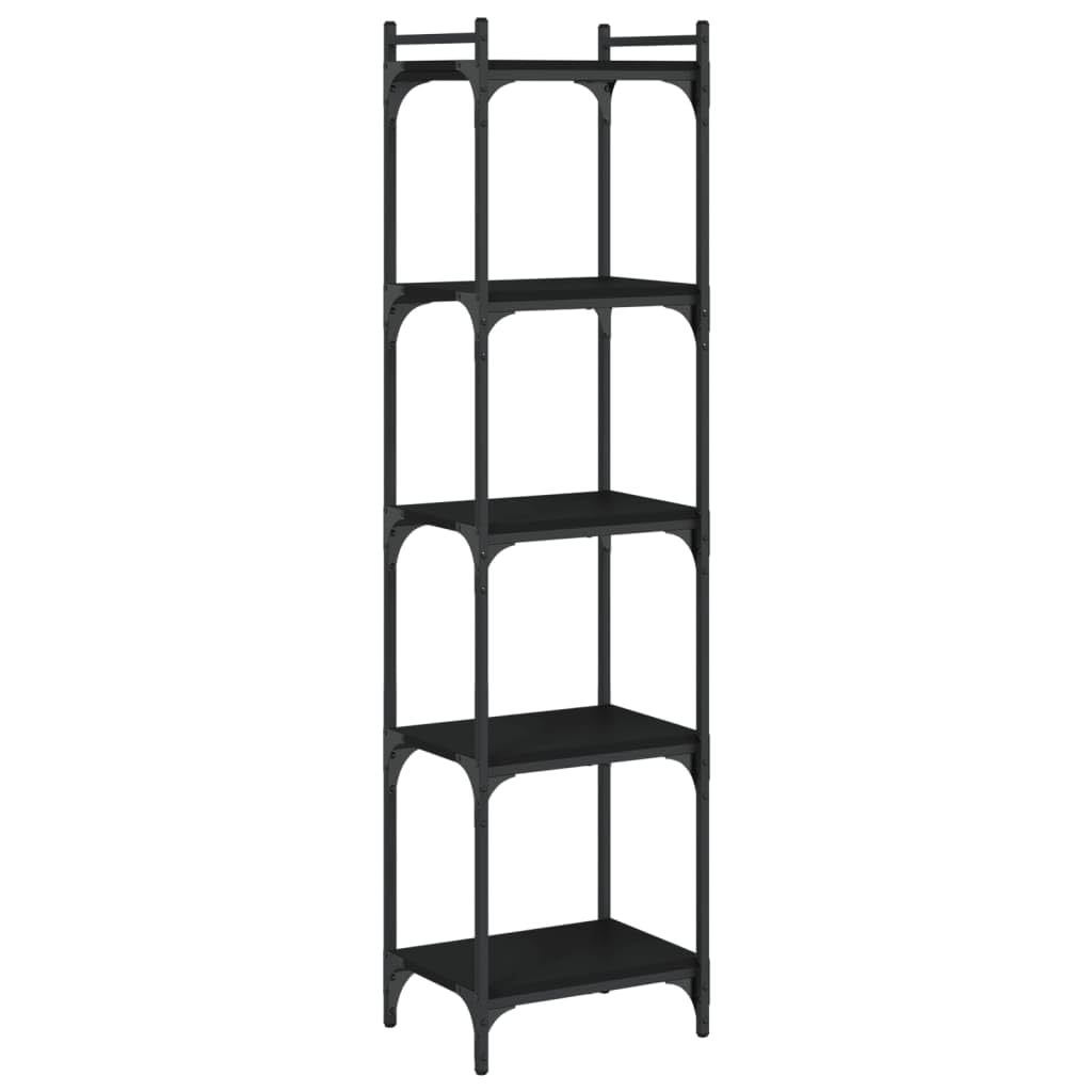 vidaXL Bookcase 5-Tier Black 15.7x11.8"x60.6" Engineered Wood"