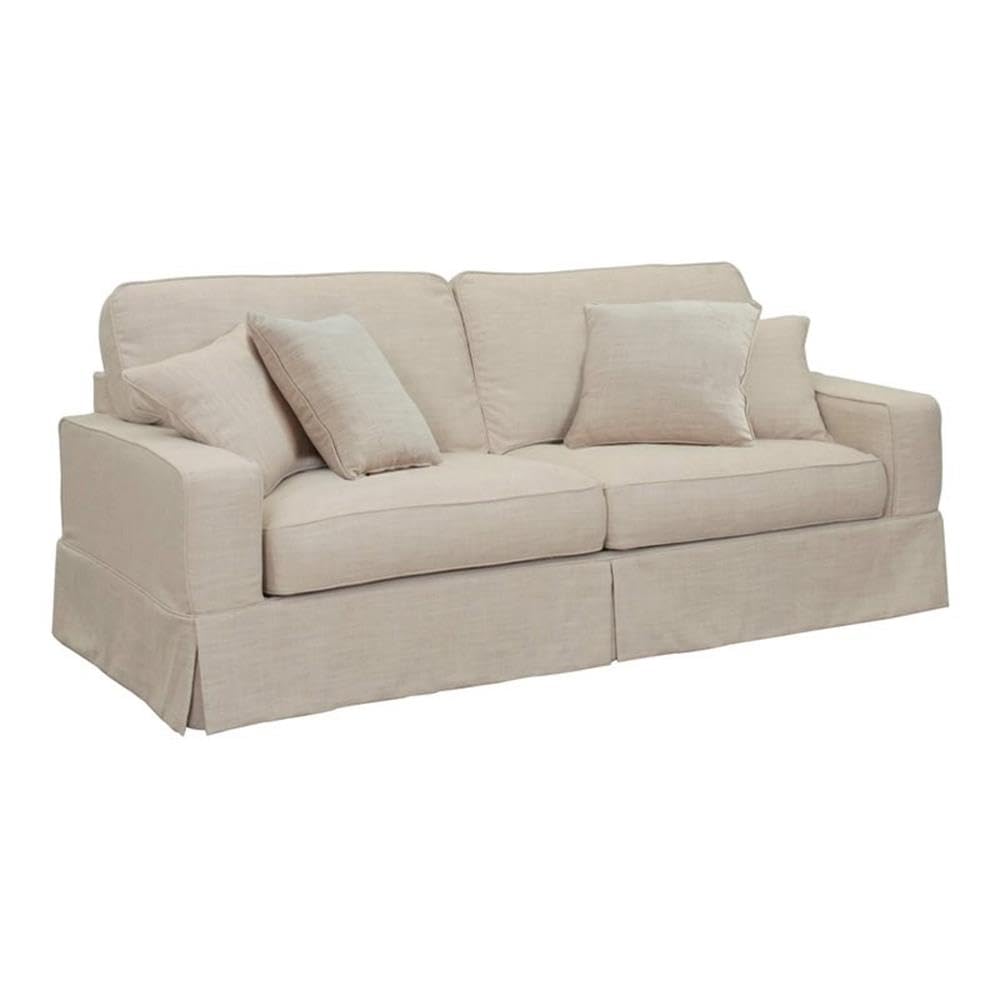 Sunset Trading Americana Box Cushion Slipcovered Sofa | Linen