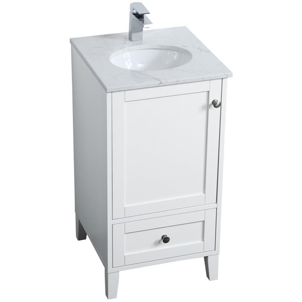 Elegant Decor Sommerville 18' Single Quartz Top Bathroom Vanity In White