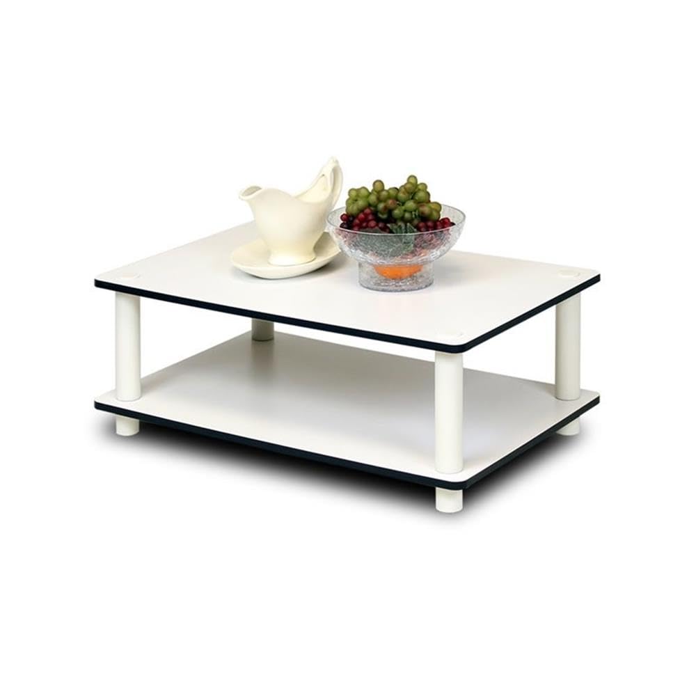 Furinno 11172 Just 2-Tier No Tools Coffee Table , White w/White Tube