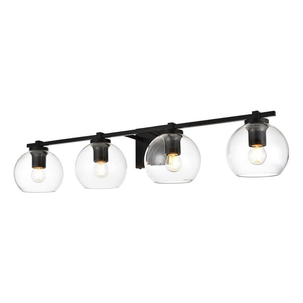 Living District Juelz 4-Light Iron & Glass Bath Sconce In Black/Clear