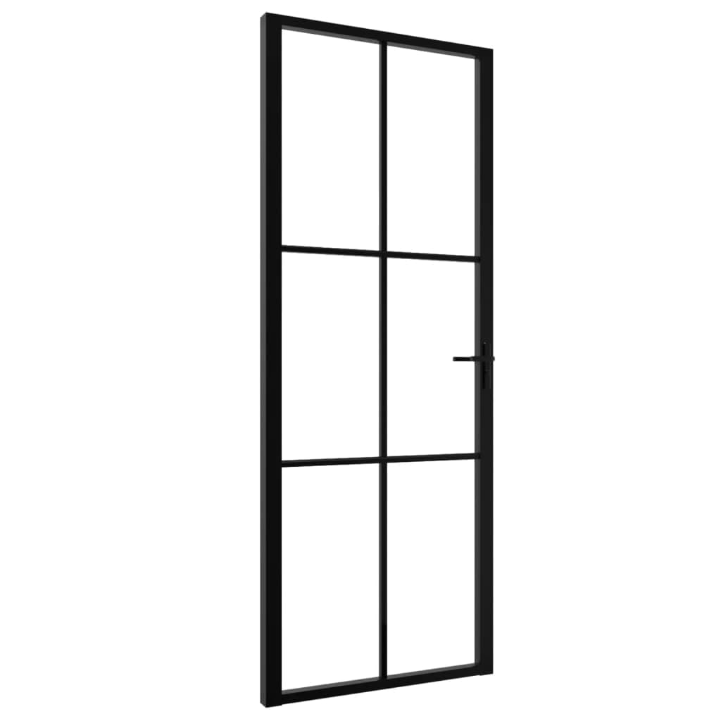 vidaXL Interior Door ESG Glass and Aluminum 29.9x79.3” Black