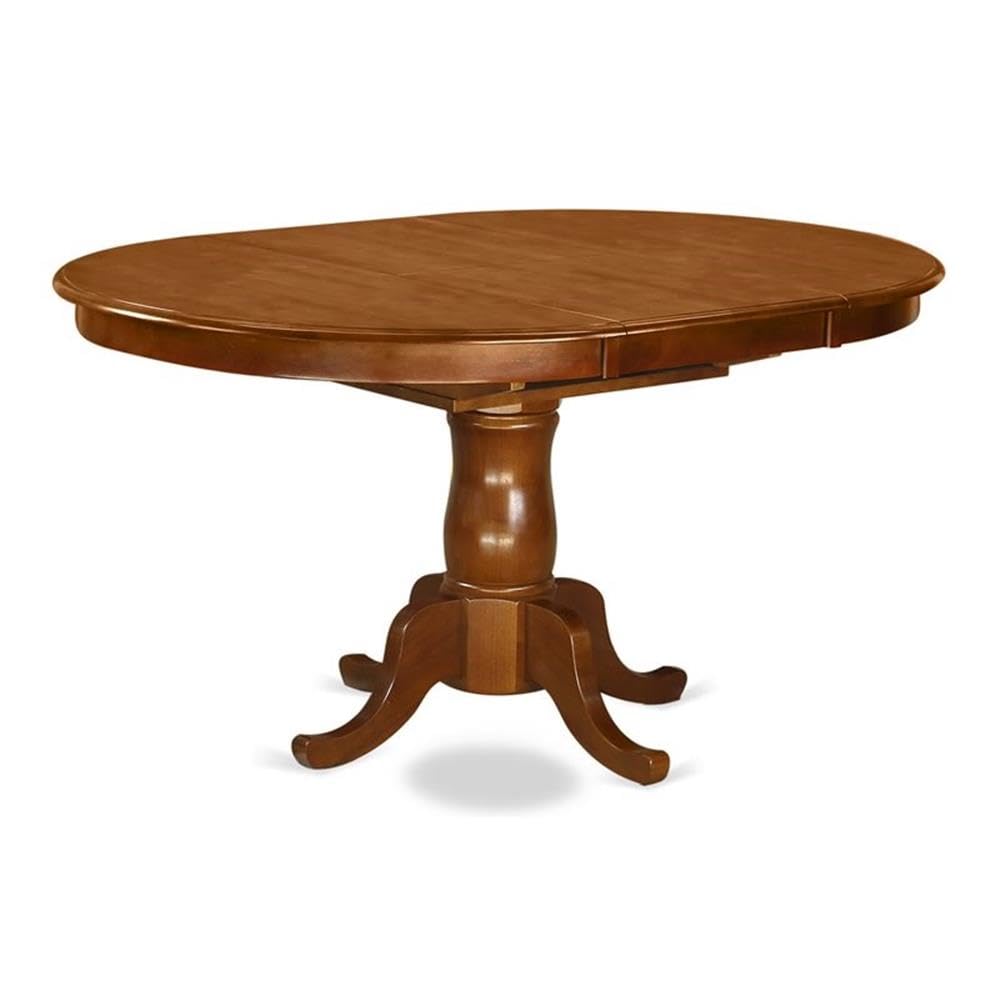Portland  Single  Pedestal  Oval  Dining  table  with  18  extension  butterfly  leaf  in  Saddle  Brown  Finish
