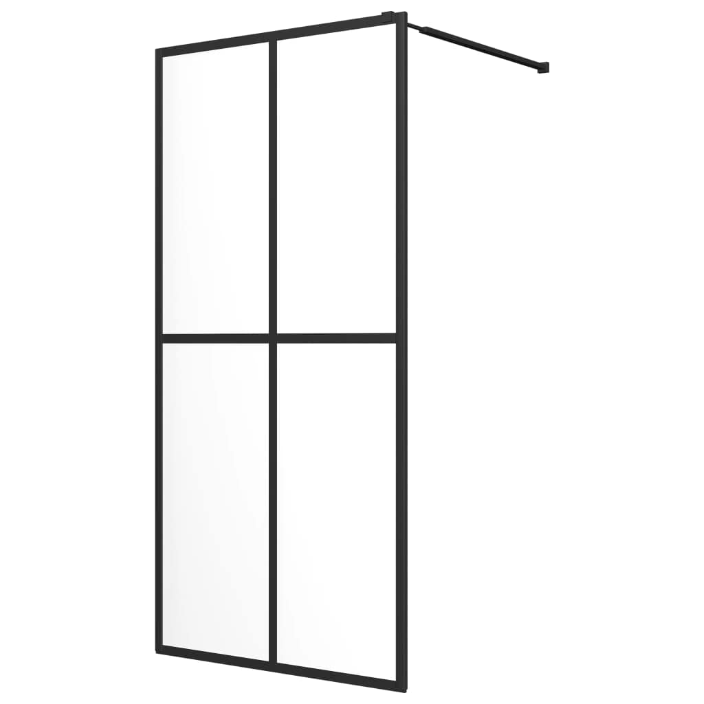 Vidaxl Walk-In Shower Screen - Sleek Industrial-Style Design - Clear Tempered Glass And Robust Aluminum Frame - Easy Assembly And Cleaning - Adjustable Profile And Supporting Bar - Transparent/Black