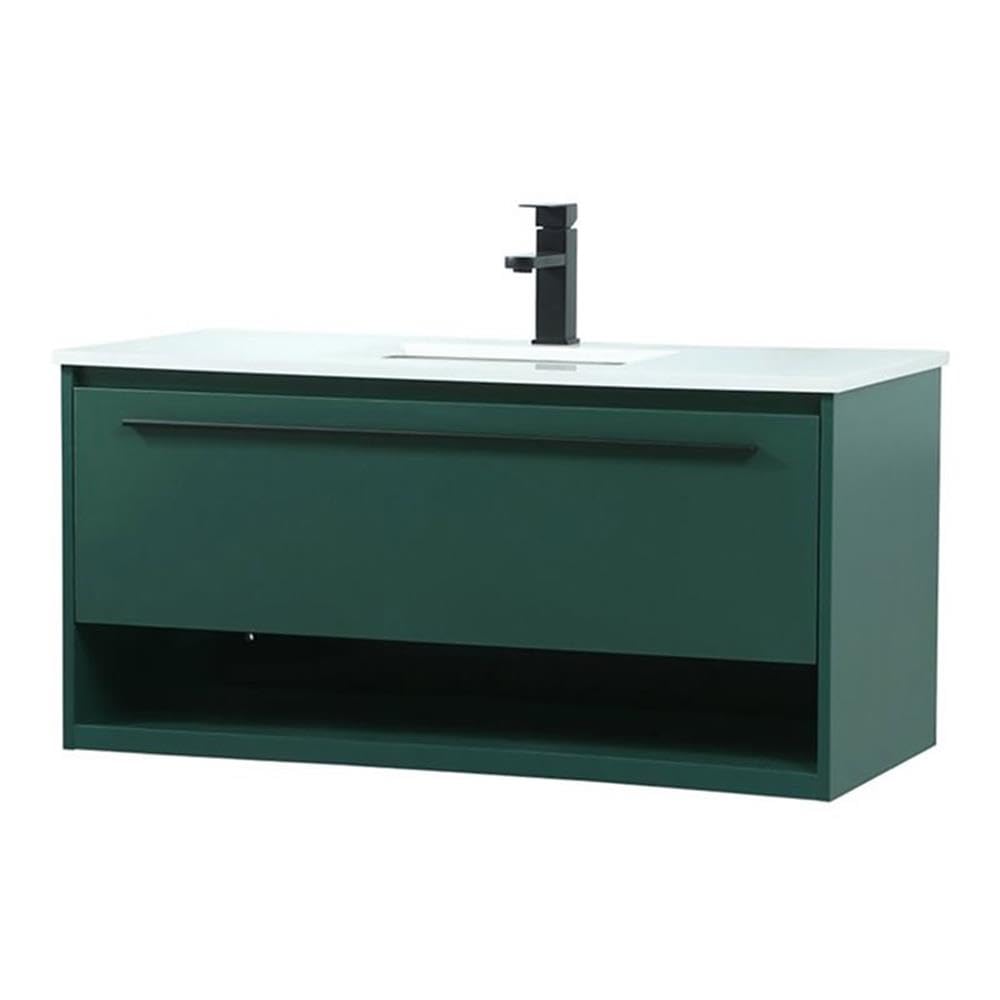 Elegant Decor Roman 40 Aluminum Alloy Mdf Single Bathroom Vanity In Green