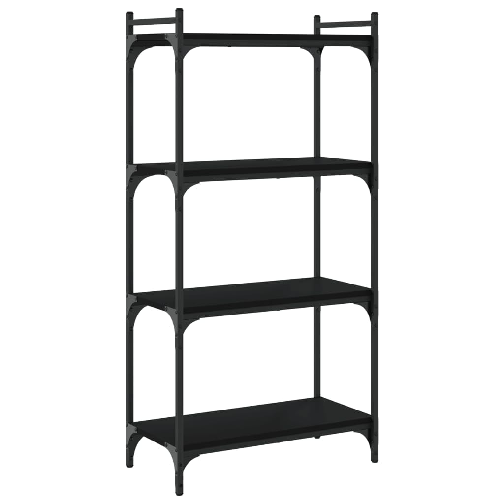 vidaXL Bookcase 4-Tier Black 23.6x11.8"x47.2" Engineered Wood"