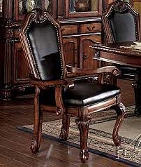 10039A Arm Chair (Set-2) - Black PU & Cherry