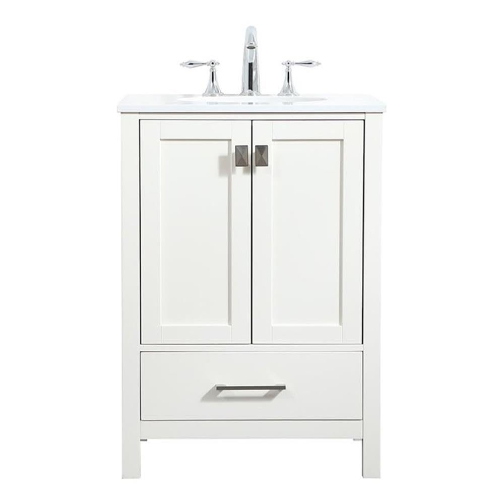 Elegant Decor Irene 24' Zinc Alloy And Mdf Single Bathroom Vanity In White