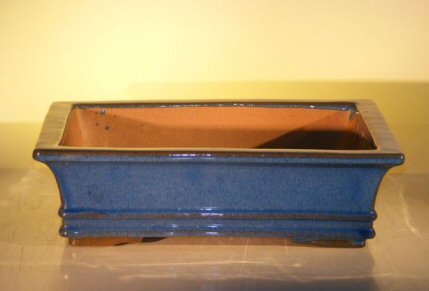Blue Ceramic Bonsai Pot - Rectangle<br><i>14.0 x 11.5 x 4.0</i>