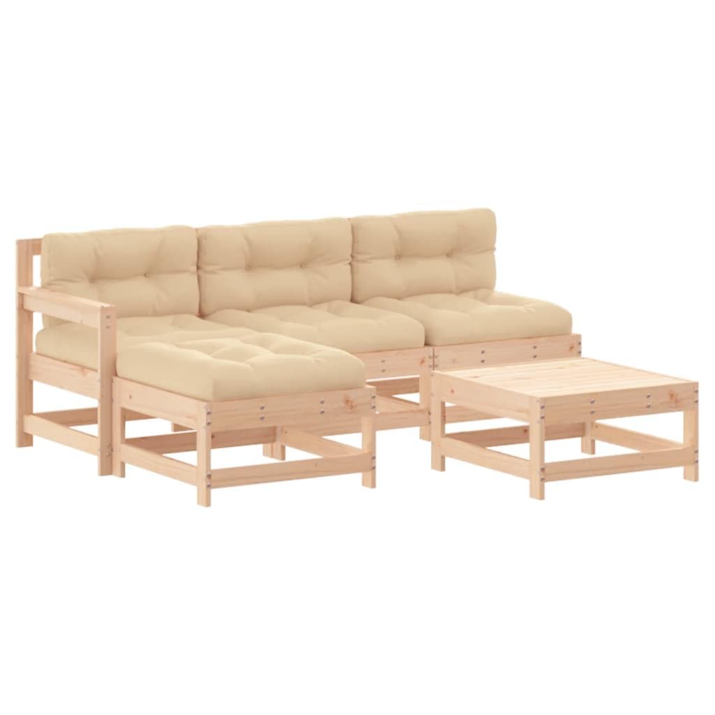 vidaXL 5 Piece Patio Lounge Set with Cushions Solid Wood