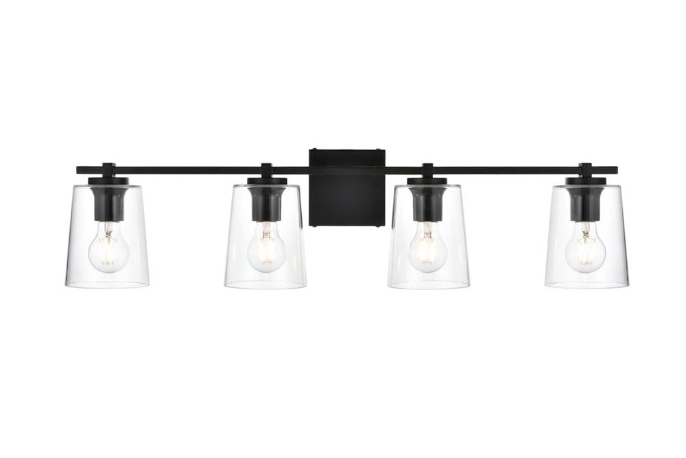 Living District Kacey 4-Light Iron & Glass Bath Sconce In Black/Clear