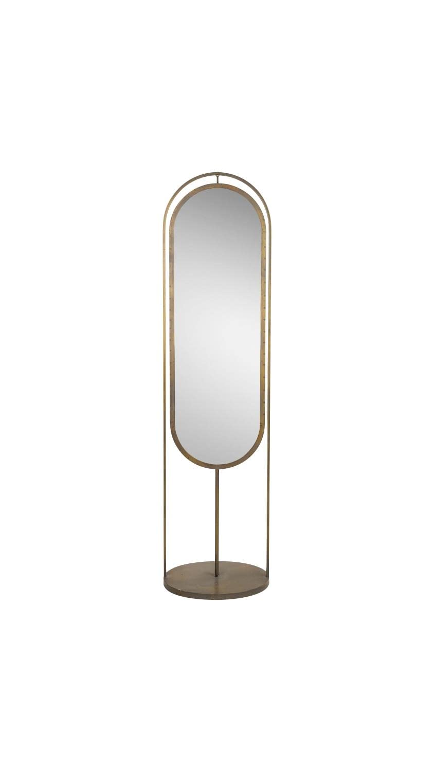 Tall Oval Floor Mirror With Rack And Basket On Back