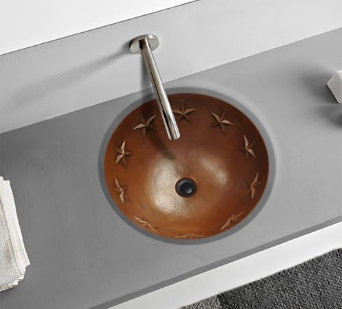 INNOVA COPPER ROUND BATH SINK STARS DESIGN ROUND LIP 15X15X5 G18 DARK