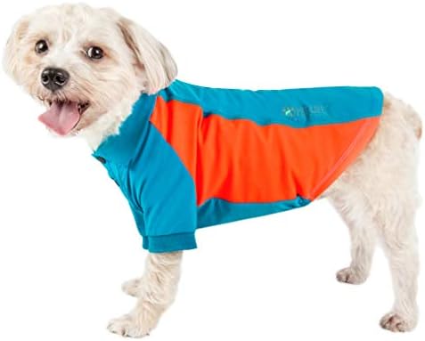 Pet Life  Active Barko Pawlo Relax-Stretch Wick-Proof Performance Dog Polo T-Shirt, Light Blue - X-small
