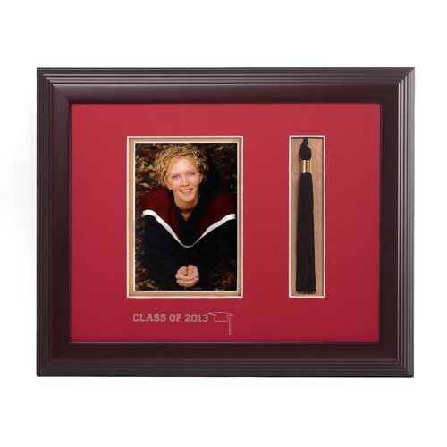 14x11 Frame for 5x7 Photo Dbl Mat Red/Gold and Tassel