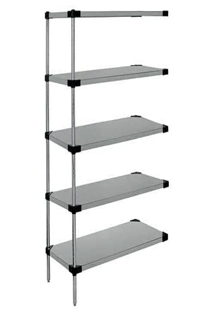 Quantum AD54-2172SG-5 Solid Shelving Add-On Kit, 72W x 21D x 54H, 300 lbs Capacity, Carbon Steel, Galvanized, NSF