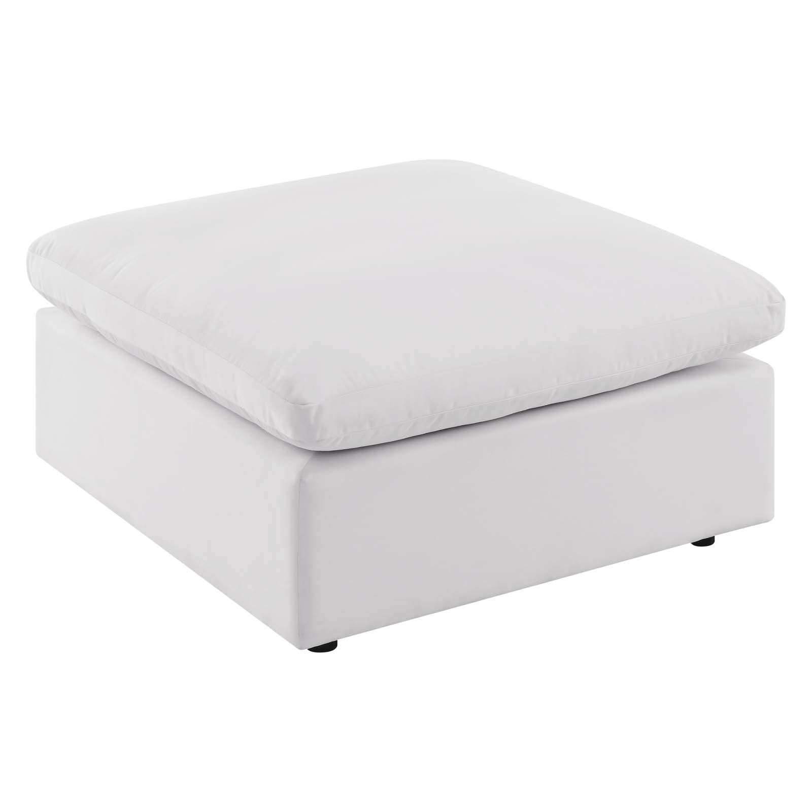 Casafoyer EEI-4903-WHI Commix Overstuffed Outdoor Patio Ottoman, White