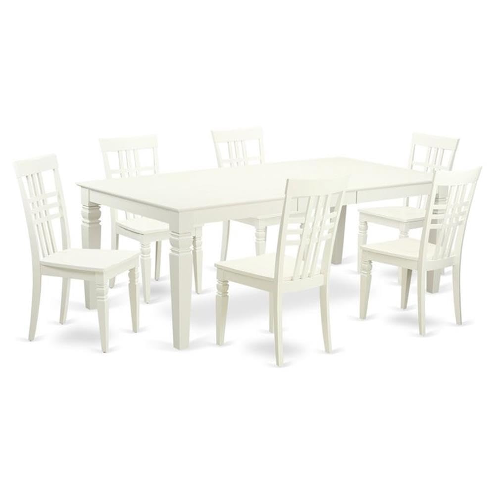 7  PcTable  set  with  a  Dining  Table  and  6  Dining  Chairs  in  Linen  White
