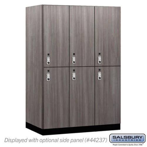 Salsbury 18 Wide Premier Wood Locker-Double Tier-3 Wide-6 Feet High-24” Deep-Skyline Walnut-Silver Resettable Combination Locks