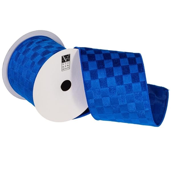 4x10yd Blue Velvet Checkered Satin Back