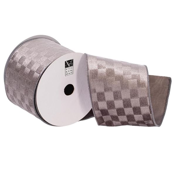 4x10yd Silver Velvet Checkered Satin