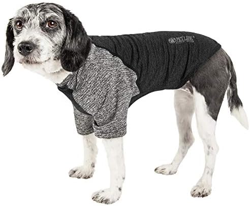 Pet Life  Active Hybreed 4-Way Stretch Two-Toned Performance Dog T-Shirt, Black/Grey - Medium