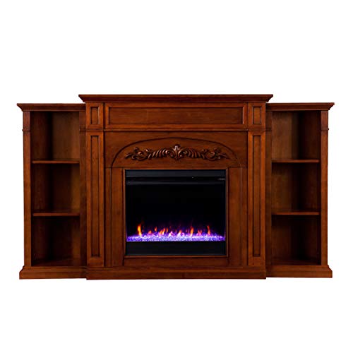 Chantilly Color Changing Fireplace with Bookcases