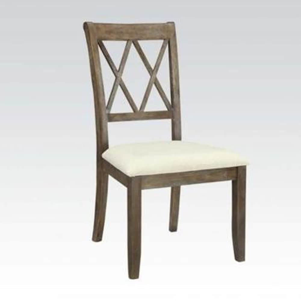 Benjara Benzara Wooden Side Chair With Double X-Style Back, Set Of Two, Beige And Brown