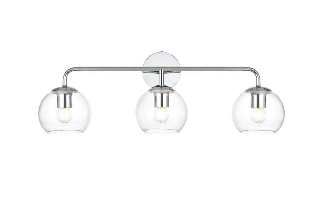 Living District Genesis 3-Light Iron & Glass Bath Sconce In Chrome/Clear