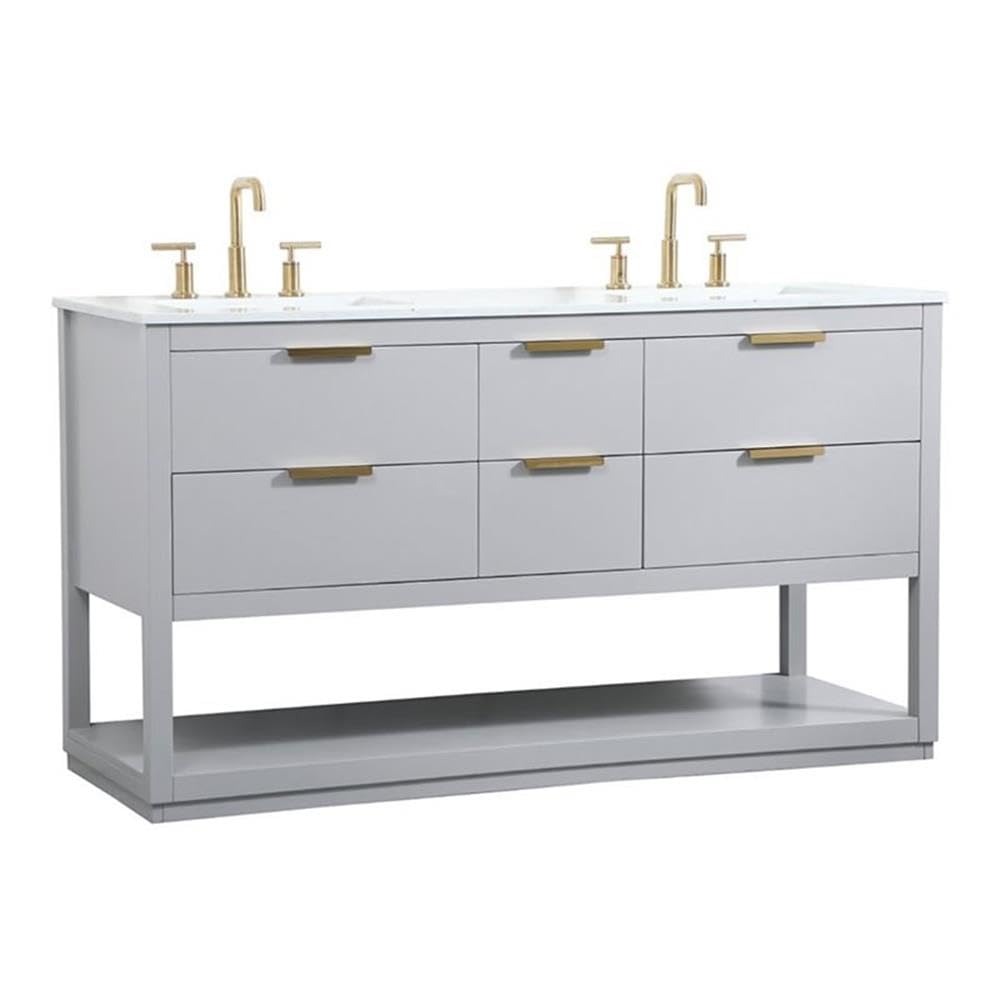 Elegant Decor Larkin 60 Solid Wood Mdf Single Bathroom Vanity In Gray