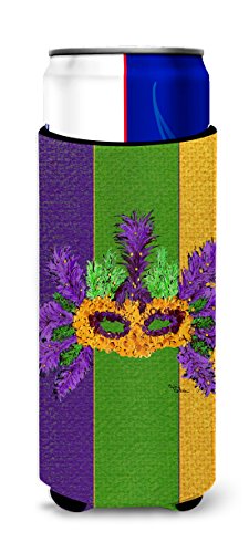 Carolines Treasures 8369Muk Mardi Gras Ultra Beverage Insulators For Slim Cans Mardi Gras With Feathers Design, Slim Can, Multic