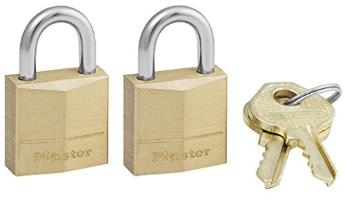 Master Lock Padlock, Solid Brass Lock, 3/4-Inch Body Width, 120T, Keyed Alike, 2-Pack