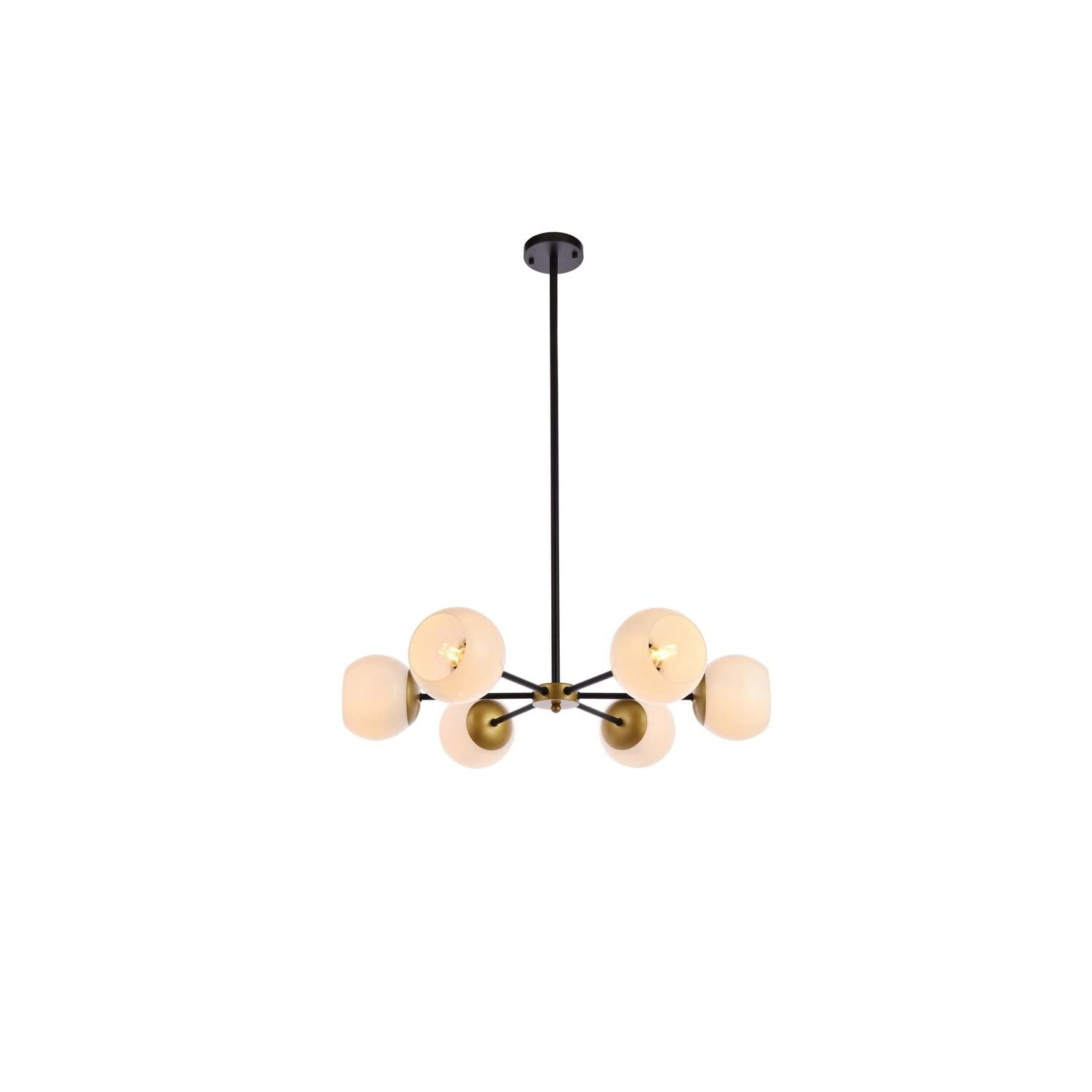 Briggs 30 inch pendant in black and brass with white shade